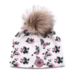 Girls' Nano Jersey Floral Pom Beanie