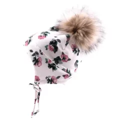 Girls' Nano Jersey Floral Pom Beanie -SetarTrading Hats store 82996830414 2